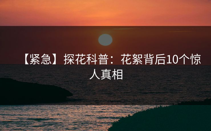 【紧急】探花科普：花絮背后10个惊人真相