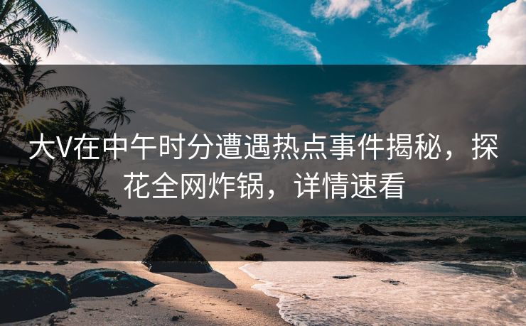 大V在中午时分遭遇热点事件揭秘,探花全网炸锅,详情速看