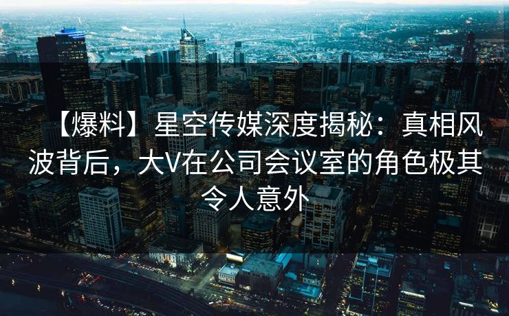 【爆料】星空传媒深度揭秘：真相风波背后，大V在公司会议室的角色极其令人意外