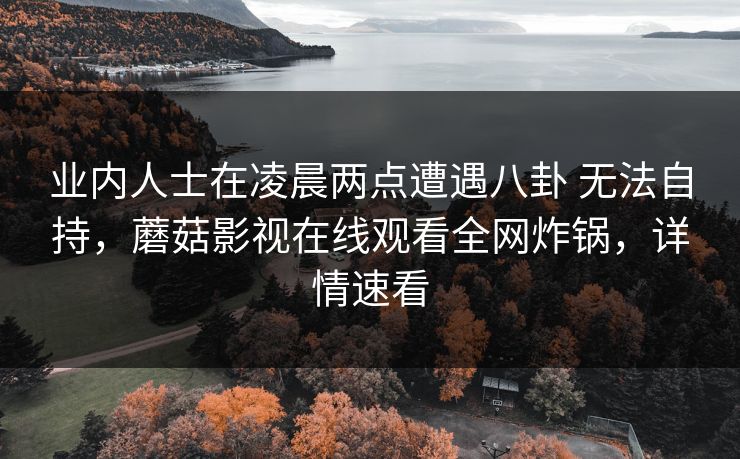 业内人士在凌晨两点遭遇八卦 无法自持,蘑菇影视在线观看全网炸锅,详情速看 业内人士在凌晨两点遭遇八卦 无法自持,蘑菇影视在线观看全网炸锅,详情速看